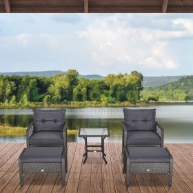   Rattan kerti bútor 5 darabos készlet poliarttan fotelek lábtartóval szürke