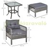 Rattan garden furniture set of 5 polyarttan armchairs with footrest, gray