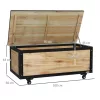Kerti tároló láda 121L 100x50x43 cm fa kerti párnatartó tároló kerekekkel 