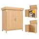 Kerti fészer 74x43x88 cm időjárásálló szerszámos kamra dupla ajtós kerti ház natúr fa szerszámos szekrény 