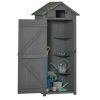 Kerti fészer 77x54,2x179 cm időjárásálló szerszámoskamra ajtós kerti ház polcos szerszámosszekrény szürke-zöld