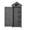 Kerti fészer 77x54,2x179 cm időjárásálló szerszámoskamra ajtós kerti ház polcos szerszámosszekrény szürke-zöld