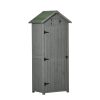Kerti fészer 77x54,2x179 cm időjárásálló szerszámoskamra ajtós kerti ház polcos szerszámosszekrény szürke-zöld