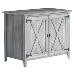   Fa kerti tárolószekrény dupla ajtóval rusztikus kerti szerszámos szekrény világos szürke