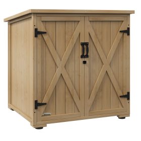   Kerti tároló szekrény 77,5x88x90 cm kültéri fa kerti tároló dupla ajtóval 