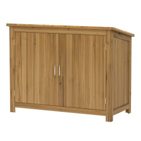   Fa kerti tárolószekrény polcokkal kültéri szerszámos szekrény fa komód 2 polccal 110x50x85 cm barna