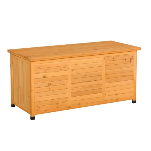 Kerti tárolóláda 127x56x60 cm időjárásálló tömörfa kerti párnatartó box