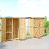 Fa kerti szerszámos ház időjárásálló kerti tároló dupla ajtóval bitutemenes tető lucfenyő világosbarna