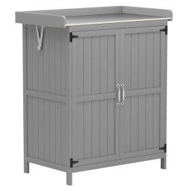   Kerti tárolószekrény munkafelülettel szürke szerszámos szekrény rozsdamentes munkalappal