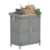 Kerti tárolószekrény munkafelülettel szürke szerszámos szekrény rozsdamentes munkalappal