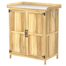   Kerti tárolószekrény munkafelülettel ültetőasztal fa szerszámos szekrény rozsdamentes munkalappal