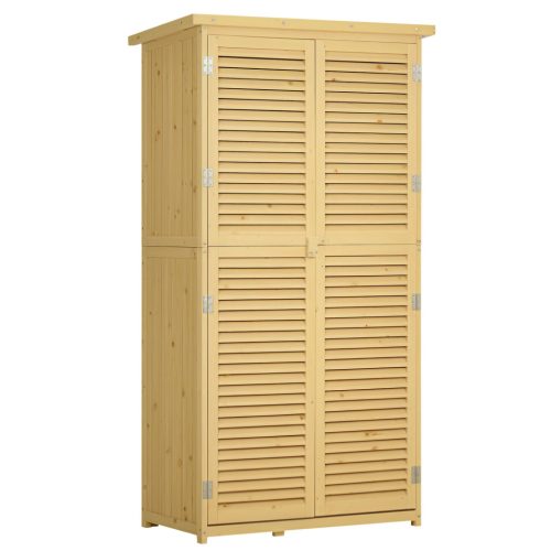 Kerti fészer 87x46,5x160 cm szerszámosház zsalugáteres ajtóval natúr fa