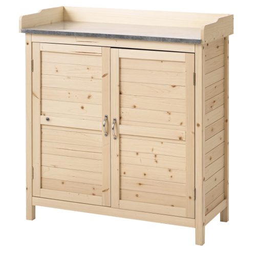 Kerti szerszámtároló szekrény ültetőasztal 83x40x92 cm fa kerti munkapad tárolóval natúr fa