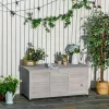 Kerti tároló láda 127x56x60 cm időjárásálló kerti párnatartó box lucfenyő szürke 