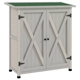  Fa kerti szerszámos szekrény bitumenes tetővel 110x55x117 cm kültéri kerti tárolószekrény világosszürke