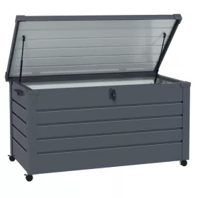 Kerti tároló láda 311L 100x62x65 cm nagyméretű kerekes kerti párnatartó box sötétszürke