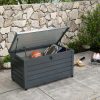 Kerti tároló láda 311L 120x62x65 cm nagyméretű kerekes kerti párnatartó box sötétszürke