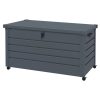 Kerti tároló láda 311L 120x62x65 cm nagyméretű kerekes kerti párnatartó box sötétszürke