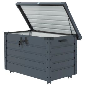   Kerti tároló láda 295L 100x62x65 cm kerekes kerti párnatartó box sötétszürke