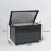 Kerti tároló láda 295L 100x62x65 cm kerekes kerti párnatartó box sötétszürke