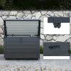 Kerti tároló láda 295L 100x62x65 cm kerekes kerti párnatartó box sötétszürke