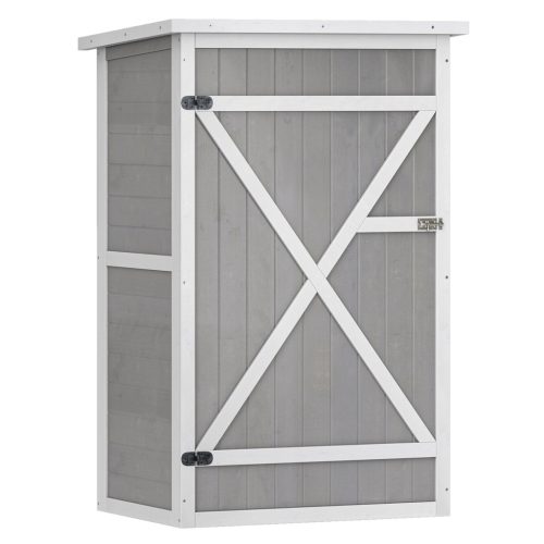 Kerti fészer polcokkal 75x56x115 cm szürke kerti szerszámtároló szekrény időjárásálló