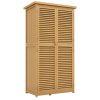 Fa kerti tárolószekrény zárható ajtóval 87x46,5x160 cm magas kerti szerszámos szekrény fenyőfa 