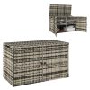 Rattan kerti tárolóláda 350L  két szintes kültéri tároló gázrugóval 118x57x69 cm szürke