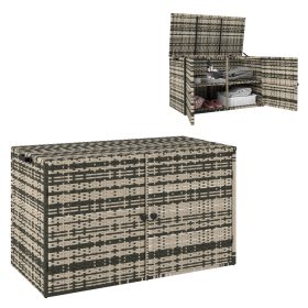   Rattan kerti tárolóláda 350L  két szintes kültéri tároló gázrugóval 118x57x69 cm szürke