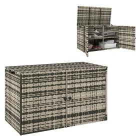   Rattan kerti tárolóláda 350L  két szintes kültéri tároló gázrugóval 118x57x69 cm szürke