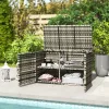 Rattan kerti tárolóláda 350L  két szintes kültéri tároló gázrugóval 118x57x69 cm szürke