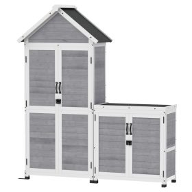   Fa kerti tárolószekrény zárható ajtóval és állítható polcokkal időjárásálló kerti szerszámtároló