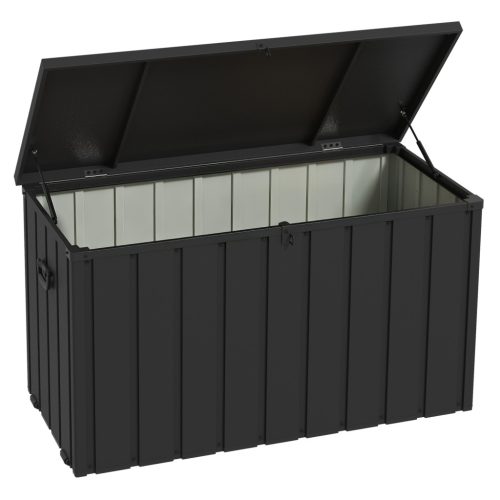 Kerti tároló láda 450L 125x61x70 cm nagyméretű kerti párnatartó tároló doboz sötétszürke