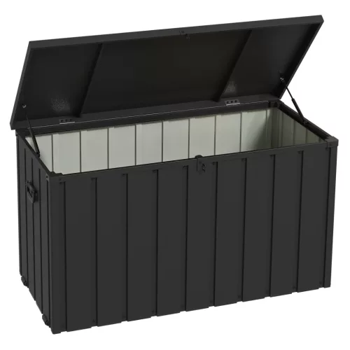 Kerti tároló láda 450L 125x61x70 cm nagyméretű kerti párnatartó tároló doboz sötétszürke