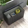 Kerti tároló láda 450L 125x61x70 cm nagyméretű kerti párnatartó tároló doboz sötétszürke