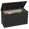 Kerti tároló láda 450L 125x61x70 cm nagyméretű kerti párnatartó tároló doboz sötétszürke