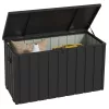 Kerti tároló láda 450L 125x61x70 cm nagyméretű kerti párnatartó tároló doboz sötétszürke
