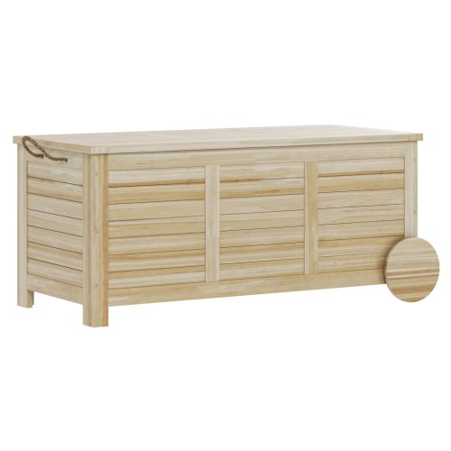 Kerti tároló láda kerekekkel 185 literes kültéri tároló és ülőpad 110x50x50 cm világosbarna