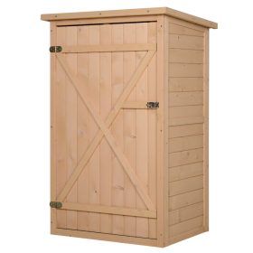   Kerti fészer polcokkal 75x56x115 cm időjárásálló kültéri szerszámos szekrény natúr fa