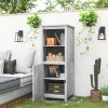 Keskeny fa kerti szerszámos szekrény ajtóval szürke kompakt kerti tároló
