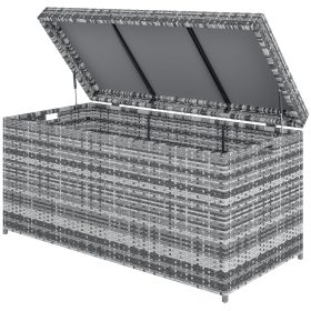   Kerti tároló doboz 380 literes rattan kerti párnatároló láda 130x61x65 cm időjárásálló 