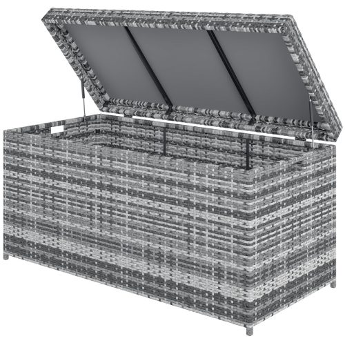 Kerti tároló doboz 380 literes rattan kerti párnatároló láda 130x61x65 cm időjárásálló 