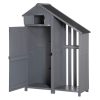 Kerti szerszámtároló ház tűzifatárolóval 129x51,5x180 cm fa kerti tároló szekrény szürke-fekete