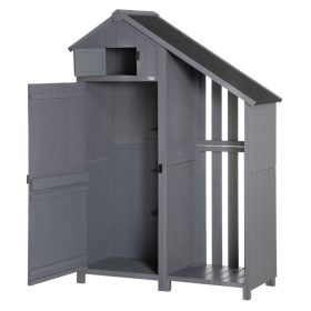   Kerti szerszámtároló ház tűzifatárolóval 129x51,5x180 cm fa kerti tároló szekrény szürke-fekete