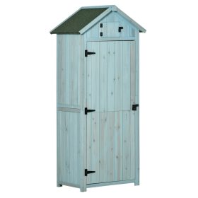   Kerti fészer 77x54,2x179 cm időjárásálló szerszámoskamra kerti ház polcos szerszámosszekrény világoskék-zöld