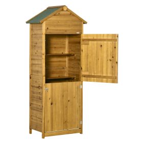   Kerti szerszámtároló szekrény 79x49x190 cm fa kerti tároló ház polcokkal