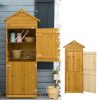 Kerti szerszámtároló szekrény 79x49x190 cm fa kerti tároló ház polcokkal