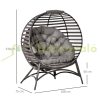 Garden chair 2-person folding armchair 118 x 75 x 139 cm with large seat cushion