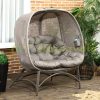 Garden chair 2-person folding armchair 126x75x142 cm with large seat cushion, steel frame
