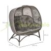 Garden chair 2-person folding armchair 126x75x142 cm with large seat cushion, steel frame
